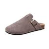 Pantuflas Cerradas de Talla Grande Transfronterizas para Mujeres y Parejas, Pantuflas de Corcho, Hebilla Retro, Zapatillas Casuales Slip-On de Suela Gruesa al por Mayor