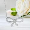 Longlong Gold Novo Colar Pingente Fita Laço de Prata 925 Corrente de Pescoço Cheia de Diamantes Clássico Simples Moda Feminino