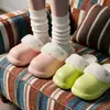 Pantuflas de Algodón de Color Sólido EVA para Mujer, Estilo Nuevo de Otoño e Invierno, para Interiores del Hogar, con Felpa Adicional, Antideslizantes, Impermeables, Cálidas