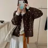 Cárdigan de punto retro estilo francés en color café con lunares y bloques de color, imitación de dos piezas, para mujer, prenda exterior elegante para otoño, adecuado para ir al trabajo