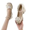Zapatos de tacón alto de suela gruesa para mujer, tacón grueso, plataforma impermeable, punta cuadrada, niño único, cheongsam Hesu, vestido de novia, zapatos de boda de doble uso, zapatos de novia