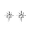 Brincos de pino em aço titânio preto e branco com oito estrelas Awn e design de estrela com zircônia incrustada, estilo high street, para homens e mulheres