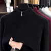 Suéter de punto jacquard con media cremallera, capa interior de invierno, resistente a la deformación, de manga larga, diseño de punto trenzado, cálido, cómodo, casual, nuevo estilo para hombre