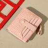 Nueva Cartera de Mujer Cartera Corta para Mujer Estilo Coreano Patrón Piedra Patrón Cocodrilo Multitarjeta Moda Combinable Monedero Tarjetero
