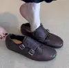 Versão em Pele de Ovelha ~ Sapatos Baixos de Couro Genuíno Estilo Britânico Retro com Detalhes Esculpidos Pequenos para Mulheres, Mocassins Brogue Versáteis de Bico Redondo