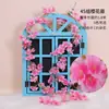 Venta al por mayor Rattan de Flor de Cerezo Simulada Enredadera Envuelta en Tubería de Aire Acondicionado Tiras de Flores Flores Falsas de Plástico Decoración de Bloqueo de Techo de Boda