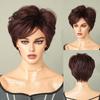 Peruca de elfo europeu e americano cabelo branco curto feminino cabeça de avó preto roxo franja lateral fibra química peruca de cabeça cheia fábrica