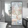 Pegatinas de Puerta Autoadhesivas Transfronterizas con Ciervo Estilo Chino, Pegatinas de Pared Removibles para Renovación de Casa de Alquiler, Venta al por Mayor por Fabricante, Dropshipping
