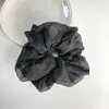 Scrunchie Retro de Bolinhas Estilo Francês para Mulheres, Elástico de Cabelo de Alta Elasticidade, Corda de Cabelo Grande, Tiara Estilosa e Durável