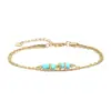 Acero de titanio impermeable no se decolora oro de 18 quilates joya para la mano piedra cilíndrica de alta calidad pequeña doble fila pulsera de acero inoxidable para mujer