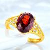 Anel de Diamante Garnet Diamante Vermelho Jinjiahua Anel de Zircônia Banhado Estilo Fino Boca Viva Presente para Namorada