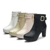 Botas Elegantes con Estampado para Primavera y Otoño Hebilla de Cinturón Tacón Alto Grueso Botas de Caballero Cremallera Lateral Botines Botas Cortas Martin Botas de Comercio Exterior