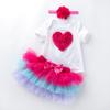 Estilo Novo Transfronteiriço Roupas de Aniversário para Bebê Menina de 0-2 Anos Algodão Manga Curta Calça Harem Saia de Gaze de Seis Camadas Conjunto Fabricante Atacado Roupas Infantis