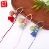 Llavero de Nudo de Diamante Graduado de Hortensia Exquisito Tejido a Mano Colgante Anti-Pérdida para Bolso Adorno de Borla Colorida