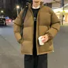 Chaqueta Corta de Algodón con Parches de Cuadros Negros para Hombre, Abrigo de Algodón Cálido de Invierno con Cuello Alto