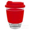 Taza de café de vidrio EK012 con anillo de silicona tapa de silicona 340 ml resistente a altas temperaturas multicolor stock spot logo
