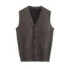 Chaleco Cardigan para Hombre, Nuevo Chaleco de Punto para Primavera y Otoño, Estilo Papá, Talla Grande, Chaleco Holgado de Cuello en V, Venta al por Mayor de Pieza Única