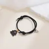 Pulseira cadeado de chave simples nova transfronteiriça estilo retrô europeu e americano para homens e mulheres um par de pulseira de casal ajustável com fio de cera