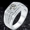 Kuaishou Douyin Suministro en Vivo Anillo Dominante de Caballero Moissanita Imitación Tres Filas de Diamantes 2 Quilates Elegante Moderno Anillo de Diamante para Hombre