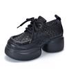 [Precio del Evento 138] Sandalias de Cuña de Piel Genuina para Mujer Zapatos Romanos de Plataforma Suela Gruesa Tacones Altos Huecos Crocs