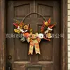 Corona de Metal para Colgar en la Pared de Halloween Anillo de Hierro Calabaza Artificial Hoja de Arce Otoño Acción de Gracias Decoración de Puerta/Pared Boda Decoración del Hogar