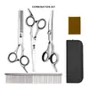 Atacado do Fabricante Conjunto de Tesouras de Cabeleireiro de Aço Inoxidável para Animais de Estimação Tesouras de Cabeleireiro 6 polegadas Conjunto Combinado de Tesouras de Dentes Finos Suprimentos de Beleza