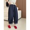 Jeans Vintage com Barra Dobrada em Tencel para Mulheres, Verão 2026, Finos de Caimento Solto, Calças Wide-Leg Emagrecedoras, Calças Cropped Casuais de Corte Reto