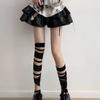Medias de Banda Y2K Subcultura Spice Girls Blanco y Negro Vendaje Tubo Largo Hasta la Rodilla Medias de Seda Medias Lolita para Mujer Finas