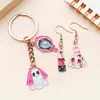 Liga de Zinco Vermelho Rosa Pingente de Halloween Fantasma Caveira Batom Charme Brincos Chaveiro DIY Acessórios de Joias