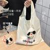 Sacola de Compras Cachorrinho Desenho Animado, Dobrável e Portátil, Sacola de Supermercado, Grande Capacidade, Sacola Tote Ecológica, Sacola de Compras com Decoração Pendurada