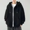 Sudadera con capucha de punto para hombre, chaqueta de color liso, otoño 2025, chaqueta fina con capucha versátil casual para adolescentes