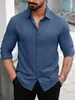 Camisa geométrica de manga larga elástica en cuatro direcciones para hombre, nueva, europea y americana, de Amazon, para venta transfronteriza