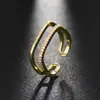Anillo de celebridad en línea TikTok plaza de transmisión en vivo anillo de circón geométrico estilo coreano femenino personalizado simple diseño de joyería para socialité anillo
