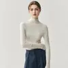 Lavável à Máquina! Camisa Base de Lã Yangzi Fio Penteado Sem Costura Calibre 18 Feminina Gola Alta Slim Fit Alta Elasticidade