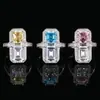Popular explosivo Huabi joyería cobre chapado en oro simulación corte pagoda anillo de diamante aguamarina 8*10-8*8