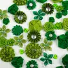 Mori 59 piezas traje verde calcomanías flores de tela hechas a mano material para joyería DIY flor de muñeca bolsa venta caliente transfronteriza