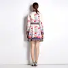 Comercio Exterior Vestido de Moda con Solapa para Mujer Primavera Temprana 2023 Manga Larga Estampado Retro Cintura Alta Vestido de Corte A