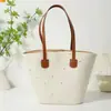 Bolso de Paja Estilo Nuevo con Pedrería, Visera Protectora del Sol, Sombrero de Paja de Copa Abierta, Juego de Bolso de Hombro de Gran Capacidad al por Mayor