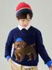 Nuevo Suéter Jacquard de Lana 100% Pura con Dibujo de Cachorro para Niños, Lindo Suéter de Punto con Cuello Redondo
