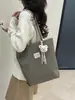 Bolsa Tote de Lona Xadrez Estilo Coreano Feminina Grande Capacidade Estudante Escola Bolsa de Ombro Único Simples Versátil Bolsa de Mão