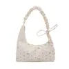 Bolsa de Lona Cremosa Estilo Ins Nueva Primavera para Mujer Gran Capacidad Artística Fresca Versátil Bolsa para Viajes Diarios