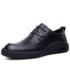 Zapatos Casuales de Piel para Hombre, Modernos y Versátiles, Estilo Británico, Punta Redonda, Transpirables, Suela Suave, con Cordones Negros, Zapatos Cómodos para Hombre