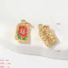 Acessórios de Pingente Banhados a Ouro Conserva Cor DIY Charms Coloridos da Sorte Frases de Boa Sorte Série Gotejamento de Óleo Pingentes para Pulseira Colar Venda por Atacado