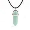 Collar con Colgante Hexagonal de Piedra Natural Moda Europea y Americana Prisma Hexagonal de Cristal Natural Columna Hexagonal Bala