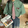 Camisa a Rayas Holgada de Manga Corta Estilo Retro Americano para Niños Nuevo Estilo 2026 Estilo Hong Kong Diseño Perezoso Camisa Casual para Hombres