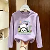 Camisetas casuais estilosas e largas com estampas de desenhos animados para meninos, coleção de primavera 2026, camisetas de manga comprida 100% algodão para meninos