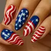 Dicas de Nail Art para o Dia da Independência Vermelho Transfronteiriço Roupas Externas Simples Unhas Postiças Femininas Nail Art para o Dia da Independência Unhas Usáveis Venda por Atacado