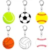 Chaveiro acrílico popular 2D plano transfronteiriço de futebol, basquete, tênis, beisebol, vôlei, estilo casual para casais e colegas