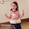 Camiseta de manga larga de otoño para niñas, nuevo estilo 2026, top casual holgado de rayas vibrantes para niños mayores