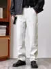 Moda Urbana Americana Parcheado Ropa de Trabajo Jeans Blanco Crudo para Hombre, Pantalones Largos Casuales Rectos Holgados para Primavera y Verano